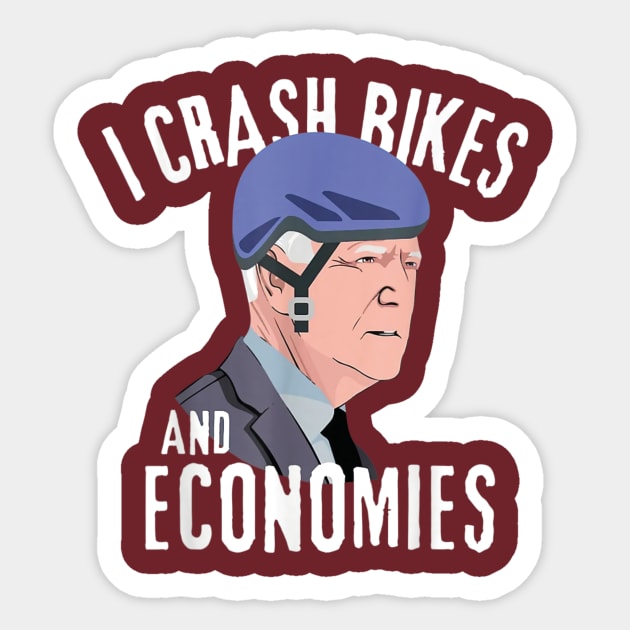 I Crash Bikes and Economies Joe Biden Falling off Bike Sticker by boltkidney